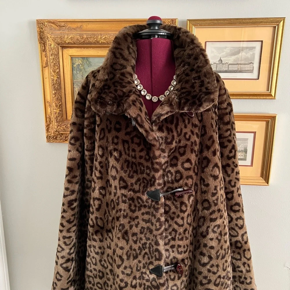 Vintage faux leopard full length coat - Picture 1 of 9